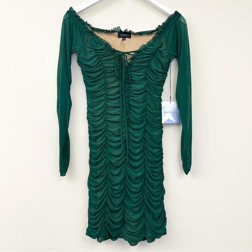 Majorelle Darling Dress in Emerald Green Ruched